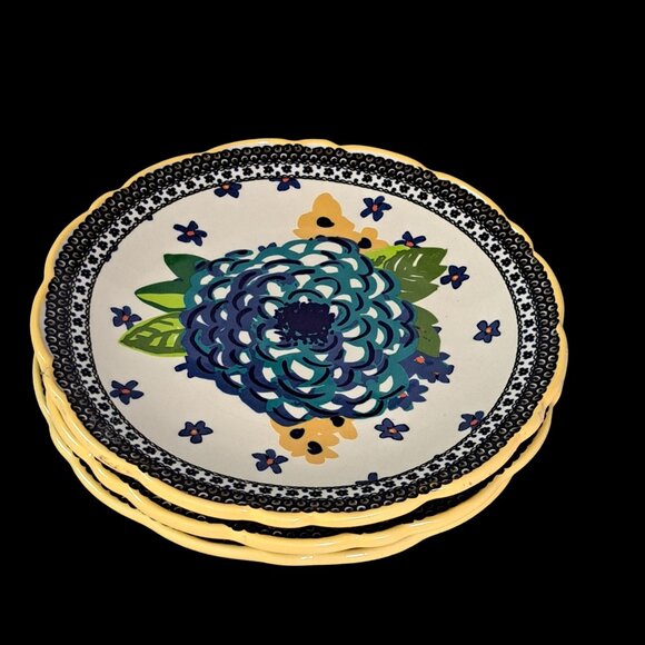 Pioneer Woman Floral Stoneware 8.25 Inch Set Of 3 Dessert Salad Plates - Picture 8 of 11